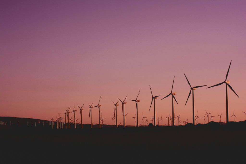 wind Turbines Silhouetted wind turbines at sunset in Zahara de los Atunes, Spain.