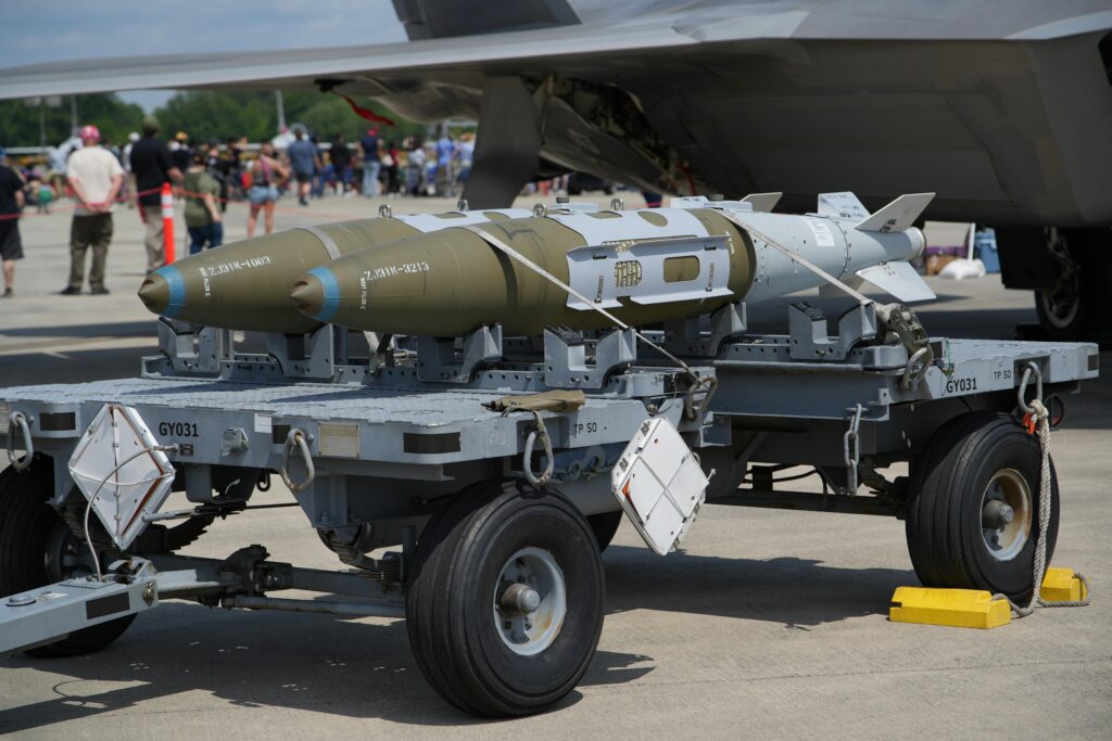 Ballistic Missiles of the United States Close-up of military aircraft weapons on display at an airshow in Hampton, Virginia.